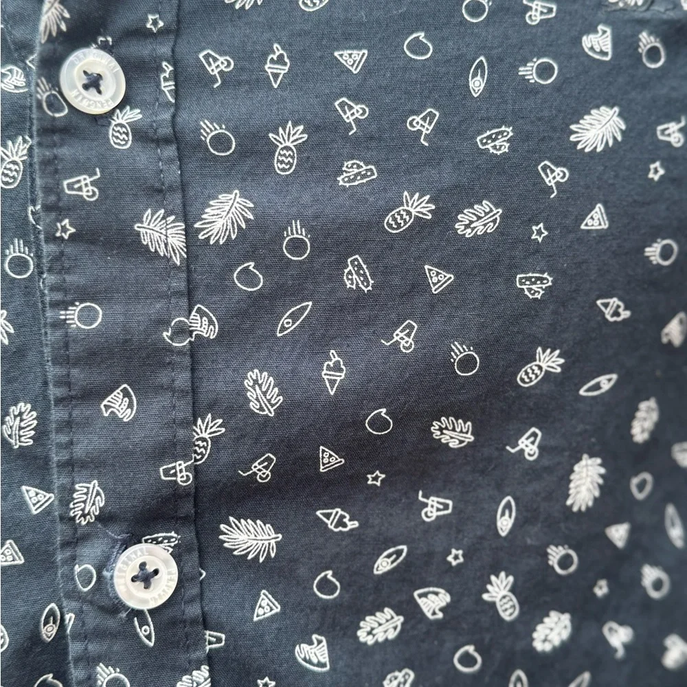 Original Penguin Navy Blue Patterned Casual Shirt - Picture 4 of 5